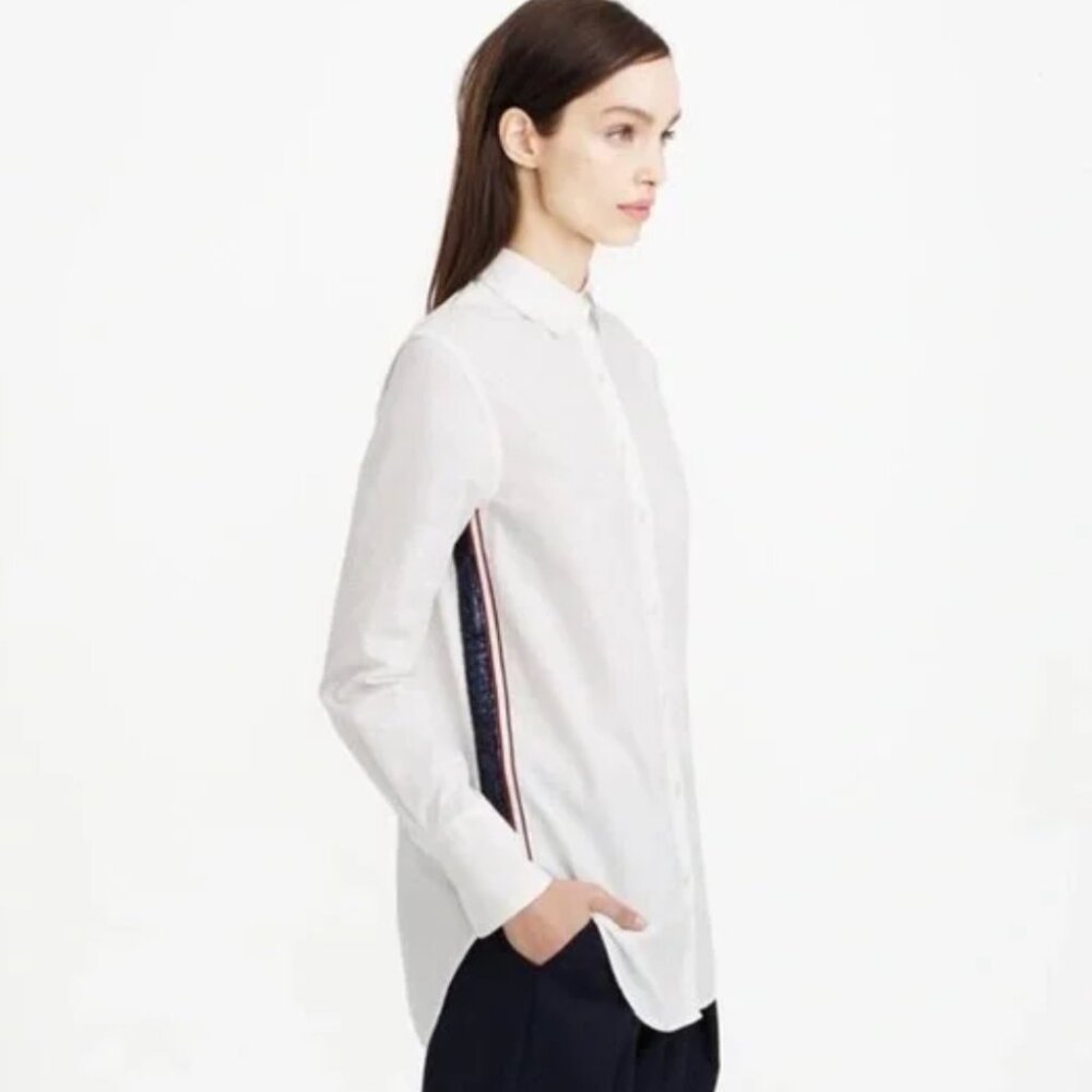 Sequin Side Stripe Button-Down Shirt